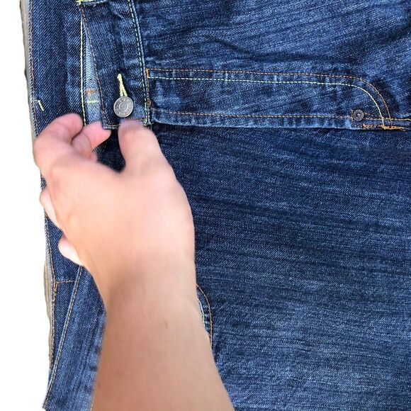 RARE Evisu Embroidered Jeans Size 40 BIG LOGO Blue - Picture 9 of 13